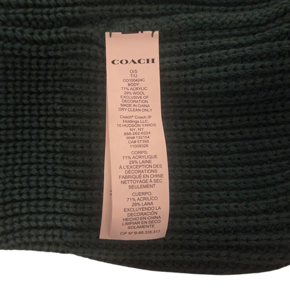 NWT Coach Ribbed Knit Beanie Hat – Hunter Green - Picture 5 of 5